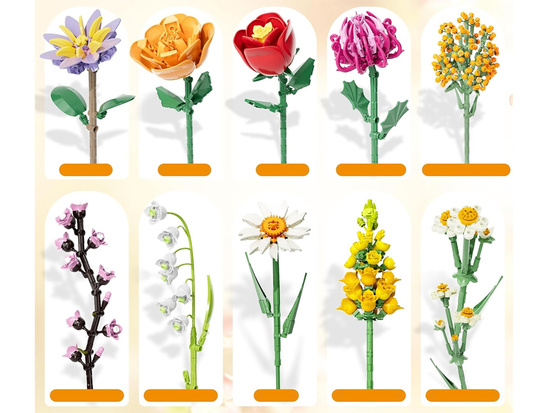 Technical blocks flowers FLOWER BOUQUET ceramic vase 1070 pieces ZA5865