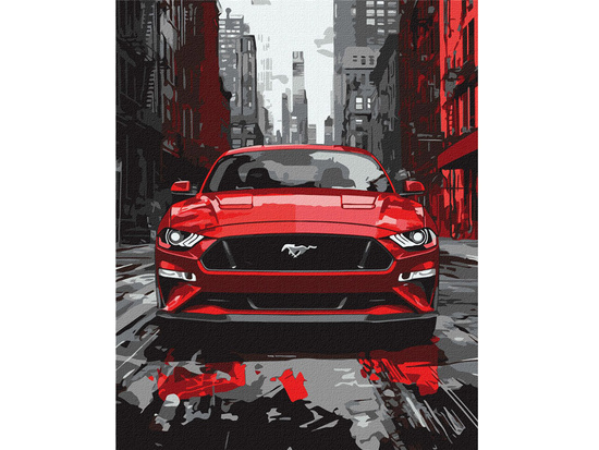 Painting by numbers 40x50 cm KHO5157 Red Mustang sports car AP0106