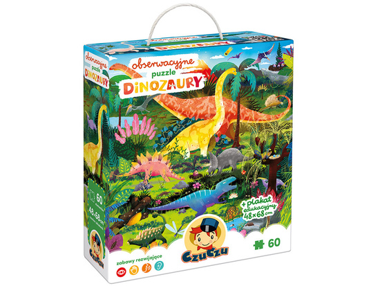 CzuCzu Obserwacyjne puzzle Dinozaury 60 elementów plakat edukacyjny ZA5559