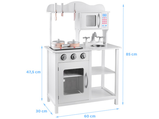 Interactive WHITE wooden kitchen for children Induction + accessories ZA4127