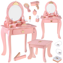 Wooden Royal Vanity Table with Mirror + Chair + Accessories ZA5934