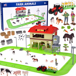FARM ANIMALS SERIES Barn with road + tractor, figures and accessories ZA5687