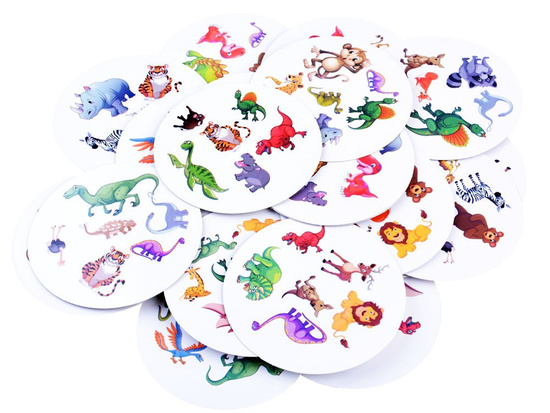 Fast Finger Card Game - Find the Pair of DINOSAURS Round Cards ZA3292
