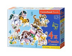 Puzzle 4w1 4,5,6,7-elementów Animals with Babies