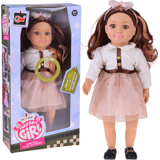 Stylish 48 cm Doll with Long Brown Hair – Adorable Outfit ZA5842