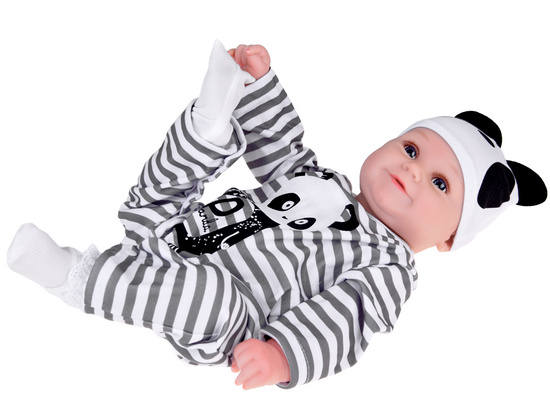 Lovely soft Boy Doll 45cm lifelike dressed in Panda overalls ZA5358