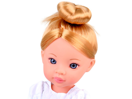 Lovely Girl Lalka z blond kokiem w białej sukience 33cm ZA5850