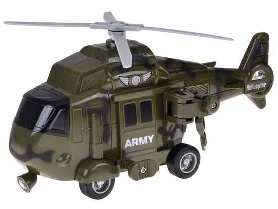 Zestaw Wojskowy Transport Ciężarówka Czołg Helikopter Światła Dźwięk ZA5684