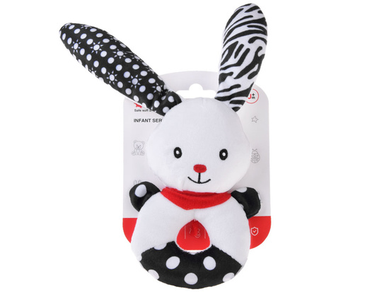 Contrast rattle for babies with a squeaker, BUNNY ZA5778