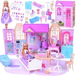 Rozkładany domek dla lalki walizka mebelki + lalka Anlily ZA5694