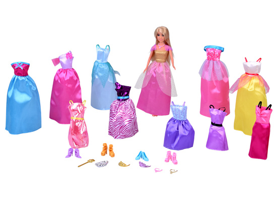Anlily MODEL Doll + large set of 11 princess dresses and accessories ZA5695