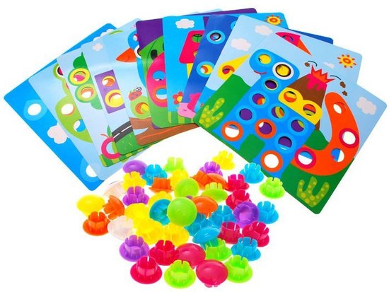 Creative Montessori mosaic button puzzle - pin pictures ZA1706