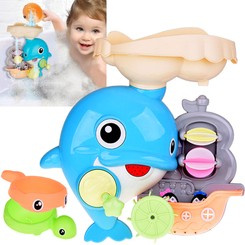 Cheerful dolphin bath toy + boat with penguins ZA5064