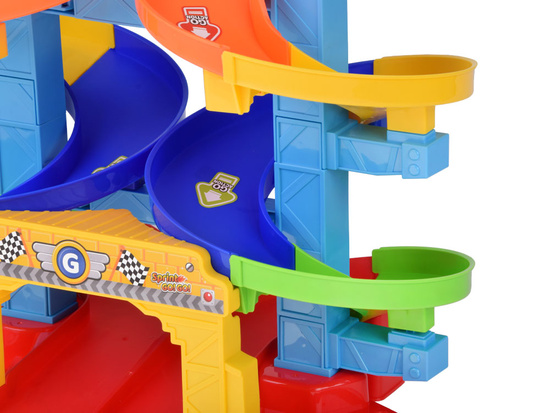 Spiral Track car set + police car and dump truck 19 pieces ZA5692