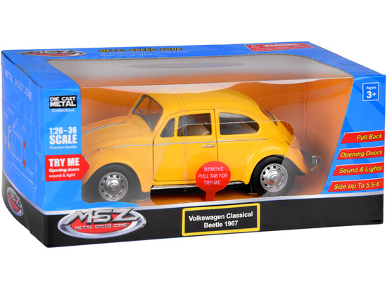 Collector's car Volkswagen Classical Beetle 1967 1:36 metal car light sound ZA5055