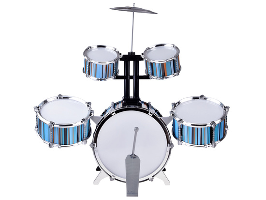 Children's drum set 5 drums + stool included - blue design IN0182