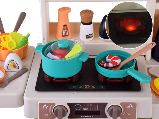Kitchen cooking effect steam sound light fridge pots 63 pieces ZA4667