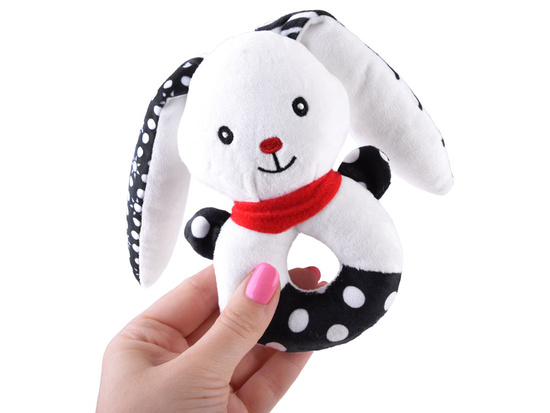 Contrast rattle for babies with a squeaker, BUNNY ZA5778