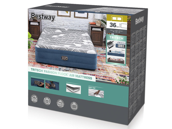 Bestway 2-person comfortable Queen mattress 203x152x36cm built-in pump 6712Y
