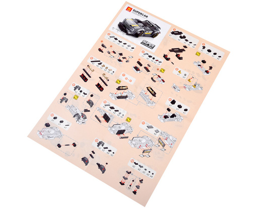Technical blocks Sports car SILVER 174-pieces + stickers ZA4287