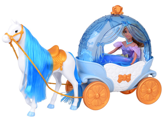 Fairytale princess doll in a ball gown + royal carriage horse ZA5705