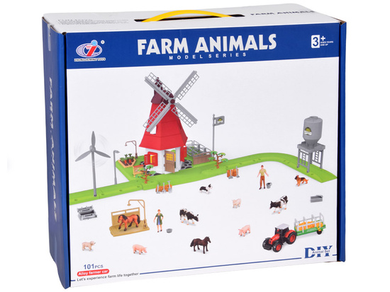 SERIA ZWIERZĘTA FARMA Zestaw WIATRAK młyn 101ele figurki ZA5688