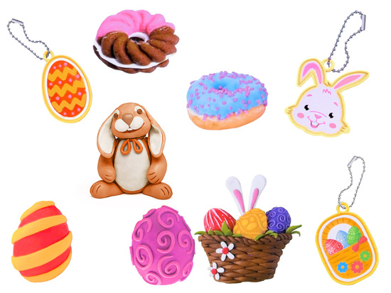 Pastel Set EASTER Plasticine + molds + stickers ZA5506