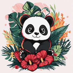 Painting by numbers 30x30cm for kids KHO1261 Panda in the tropics AP0085