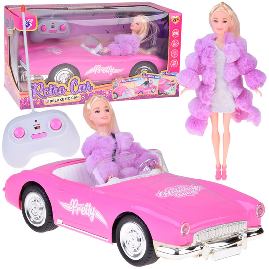 Autko Retro Cadillac na pilota + Elegancka Lalka w Futrze RC0745