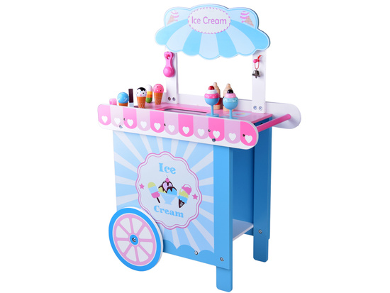 Large pastel wooden ice cream stand + 8 different ice creams ZA5945