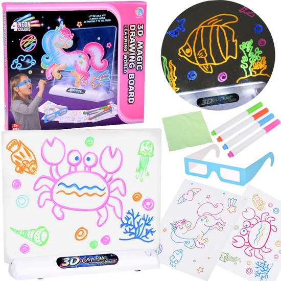 3D Drawing Board with LED Lighting + Markers and Glasses TA0115