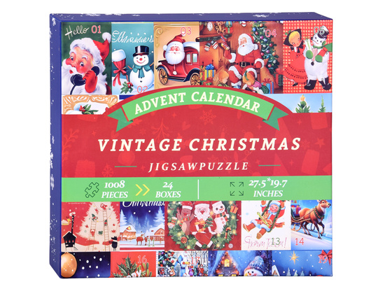 Advent Calendar PUZZLE - 24 Christmas puzzles in a VINTAGE style ZA5885
