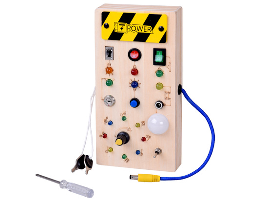Drewniana TABLICA manipulacyjna Montessori - elektryczne diody LED ZA5944