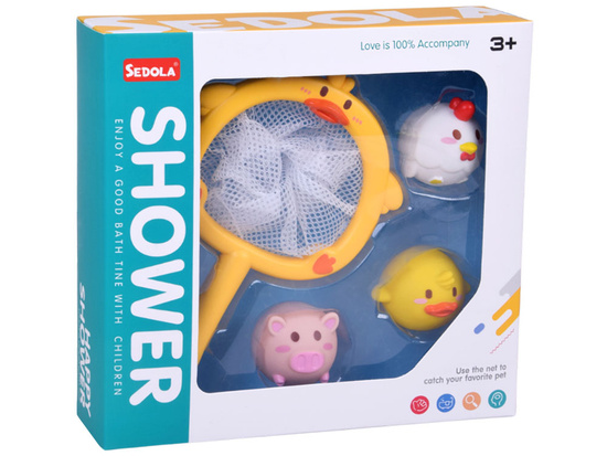 Bath toys FISHING 3 rubber animals without a hole + strainer ZA5924