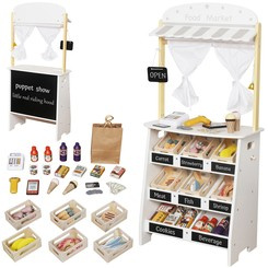 Sklep drewniany dla dzieci Stragan Teatrzyk 2w1  kreatywna zabawa ZA5267 