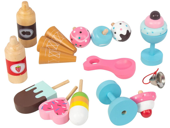 Duża pastelowa budka z lodami LODZIARNIA z drewna + 8 różnych lodów ZA5945