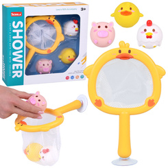 Bath toys FISHING 3 rubber animals without a hole + strainer ZA5924