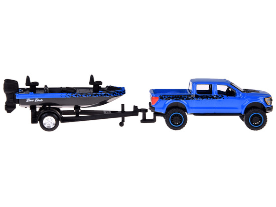 Licensed metal car 1:64 Ford F-150 SVT Raptor 2021 and boat ZA5970