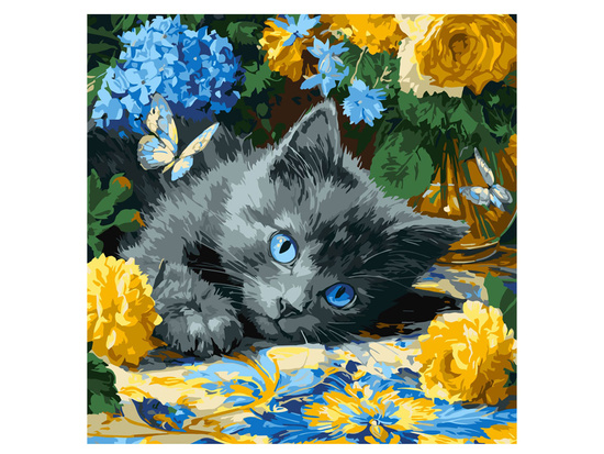 Painting by numbers 40 x 40 cm KHO6795 Blue-eyed kitten AP0098