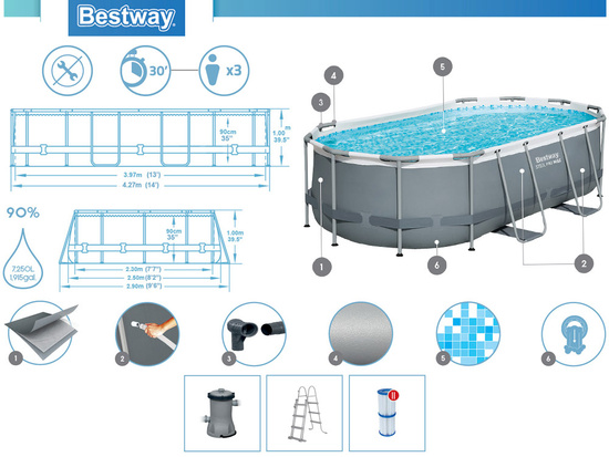 Frame pool 427x250x100cm Bestway 11in1 56620