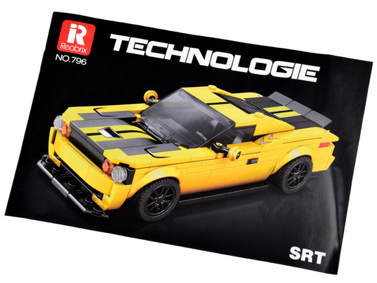 Klocki techniczne 319-elementów + naklejki Żółte Sportowe Auto ZA5260