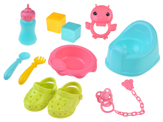 Deluxe Baby Doll Set Stroller Cradle High Chair Accessories 16 pcs ZA5917