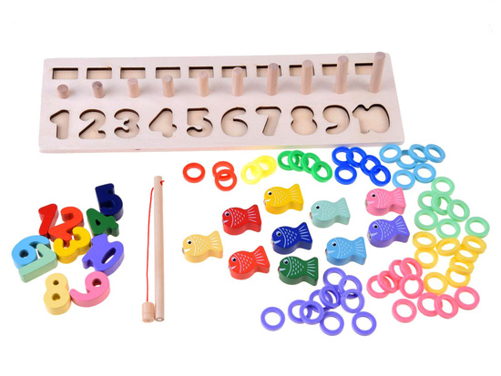 Wooden educational puzzle digits  fishing rod ZA3109