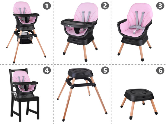 Multifunctional 6-in-1 swivel feeding chair for children ZA5659