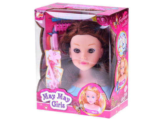 Hairdressing head 20 cm BLACK DOLL with hairdressing accessories ZA5838