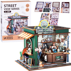 Wooden 3D PUZZLE Building series Cafe 120 elements lighting ZA6012