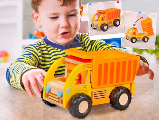 Wooden Car Dump Truck Garbage Truck with Movable Trailer for Children ZA1810