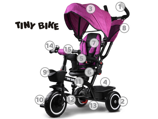 Tiny Bike 3in1 pink tricycle with a roof SP0650