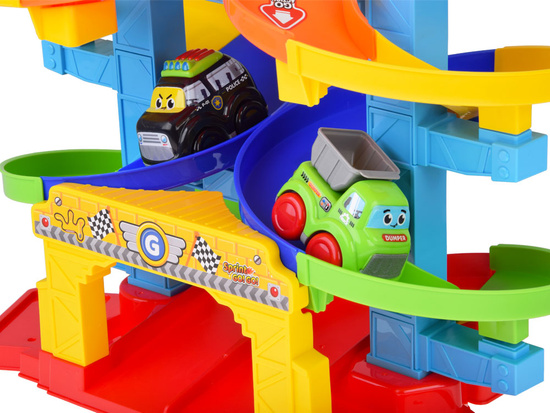 Spiral Track car set + police car and dump truck 19 pieces ZA5692