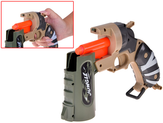 Pistolet na piankowe naboje + puszki zestaw strzelecki dla dzieci ZA5981